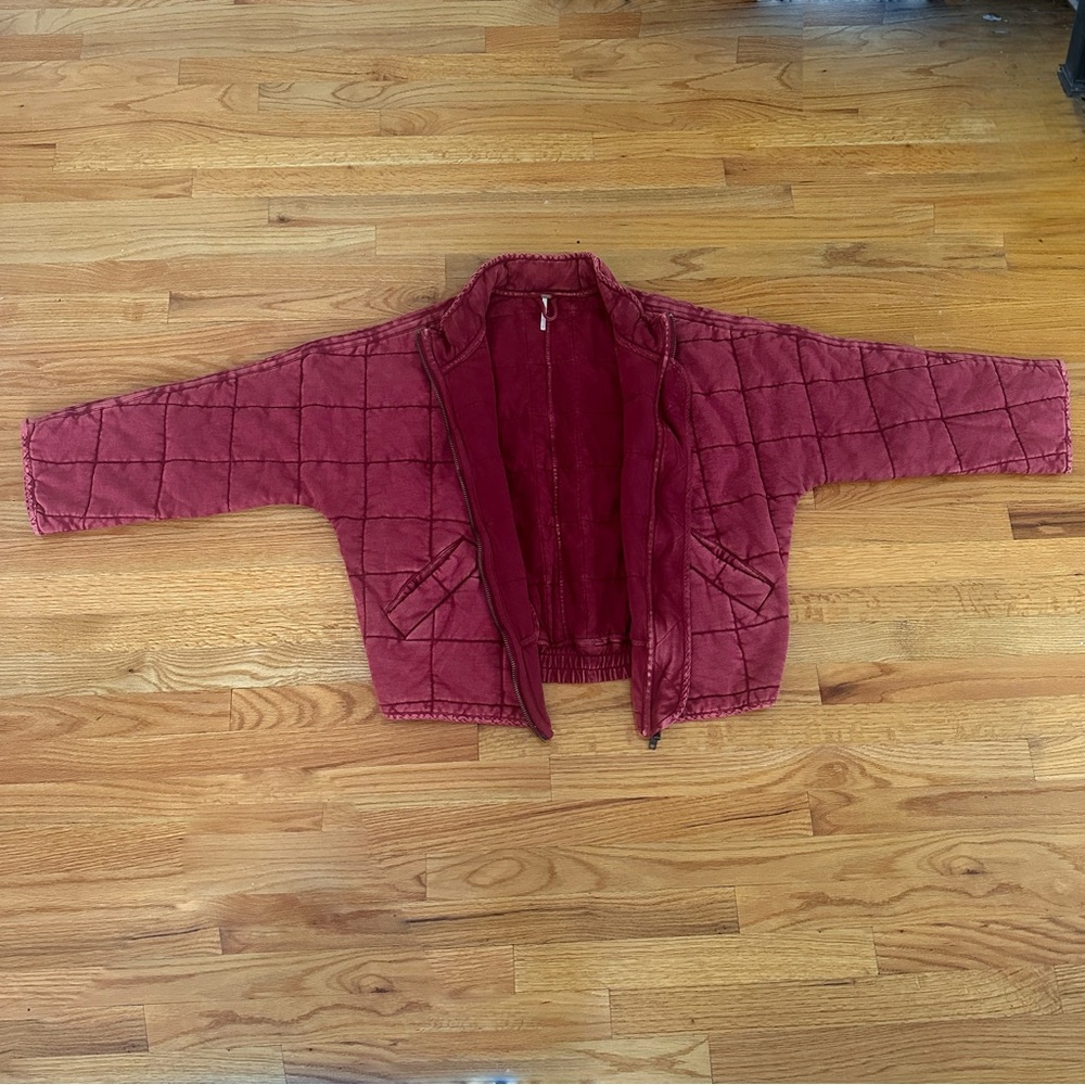 Free People Dolman Quilted Knit Jacket - Red (Rare Color!) - Picture 7 of 13